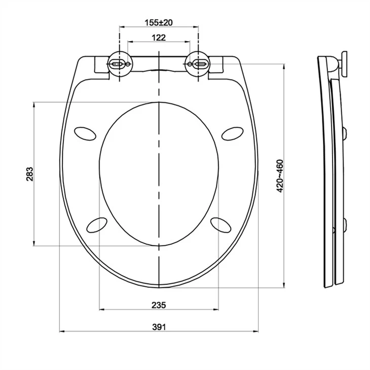 toilet seat wall mounted size